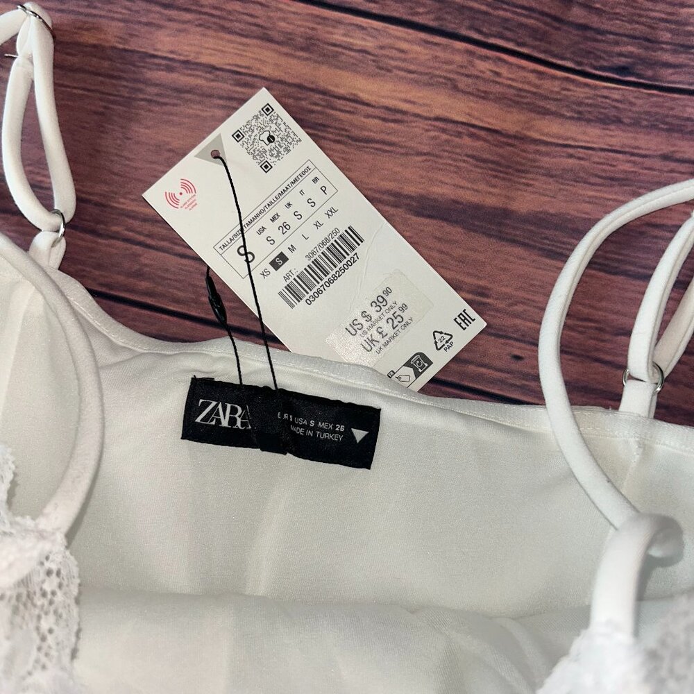 Zara White Lace Trim Camisole Top - New with Tags - Picture 2 of 11